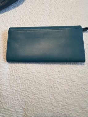 Coach Teal Leather Zip Wallet